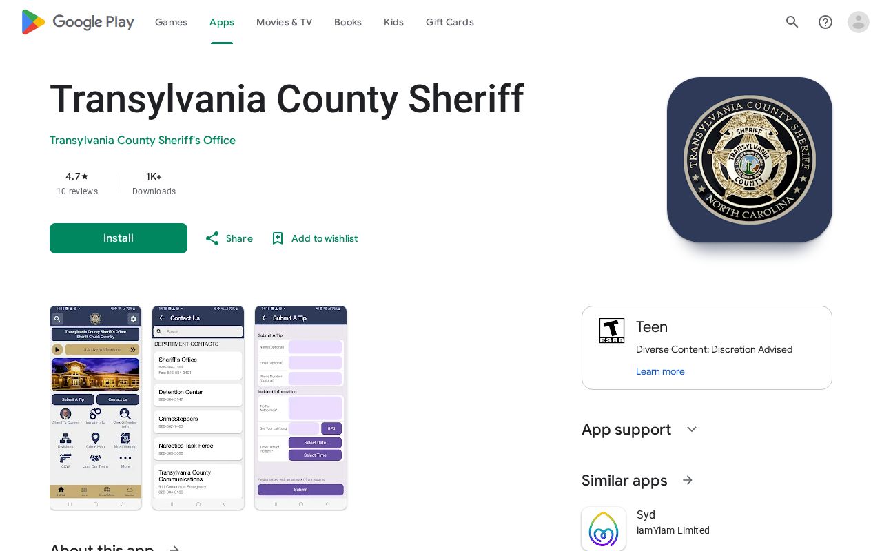 Transylvania County Sheriff app for public safety news rather than arrests